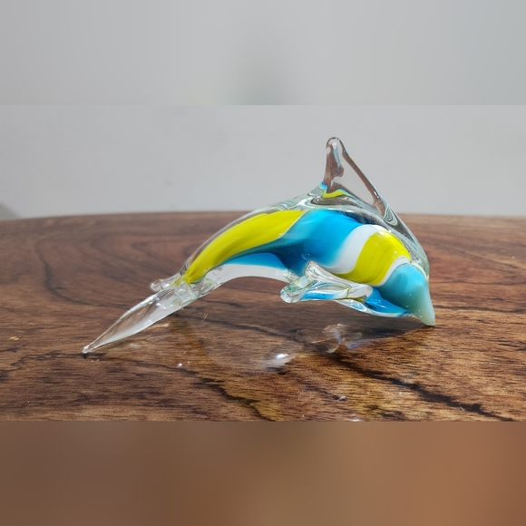 Hand Blown Vintage Glass Dolphin Figure - Picture 5 of 8
